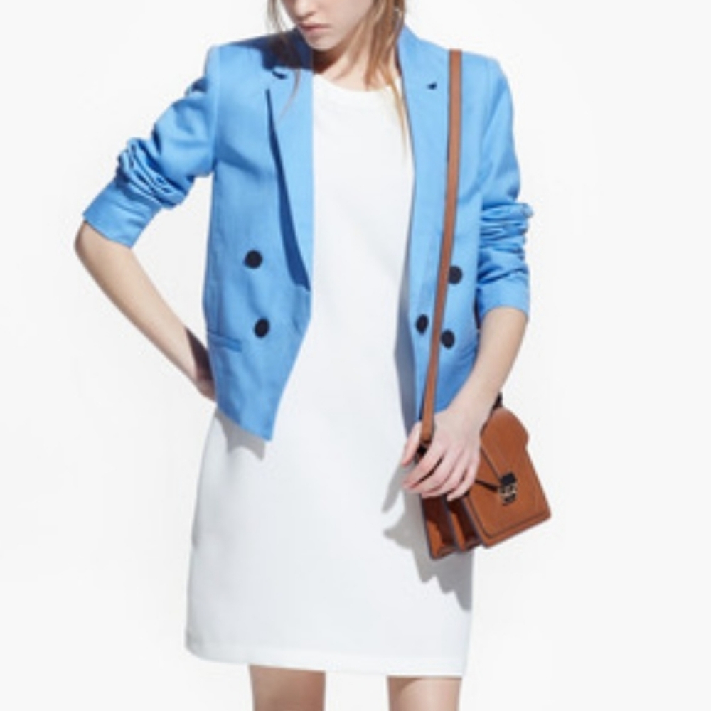 NEW Mango New Basics Icy Blue Cotton Jacket Sz Small